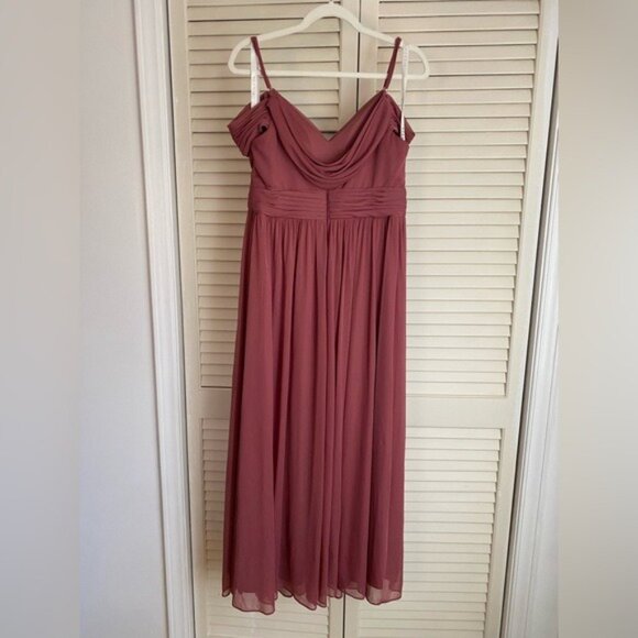 Azazie Maroon Spaghetti Strap Cap Sleeve Bridesmaid Formal Gown Size C (6) - Picture 2 of 10